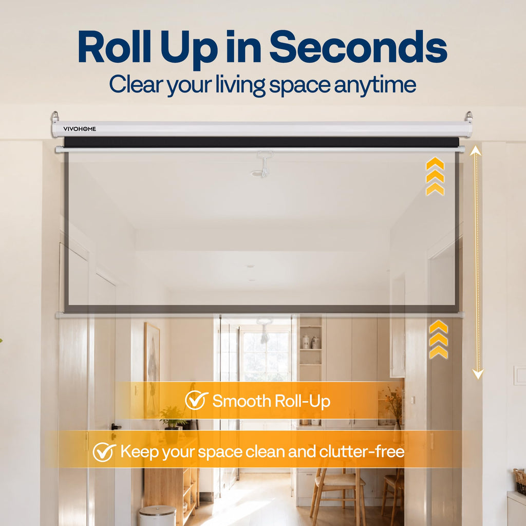 Manual Pull-Down Projector Screen for Home Theater
