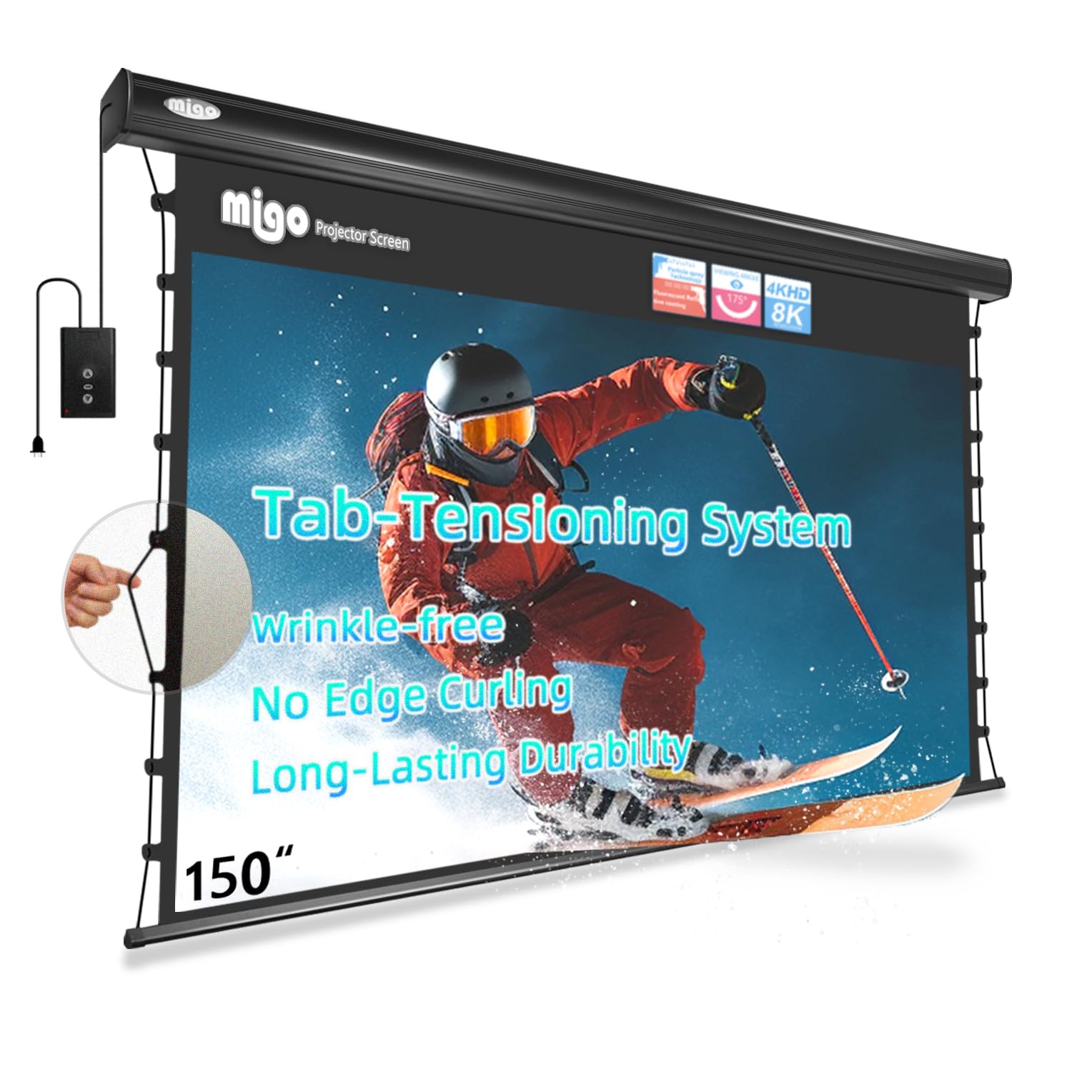 Tab-Tension Motorized Projector Screen for Home Theater