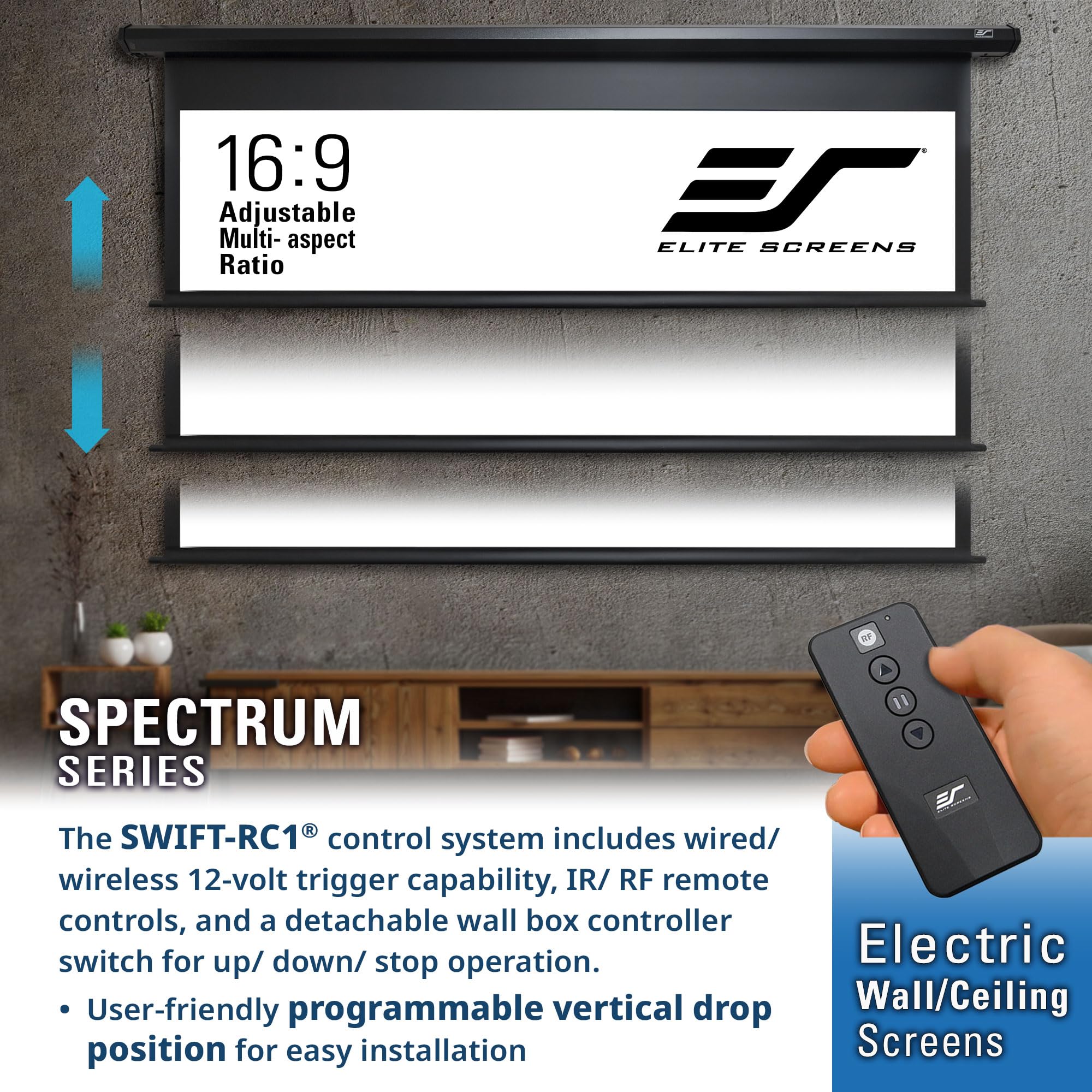 Motorized 4K Projection Screen with Remote Control