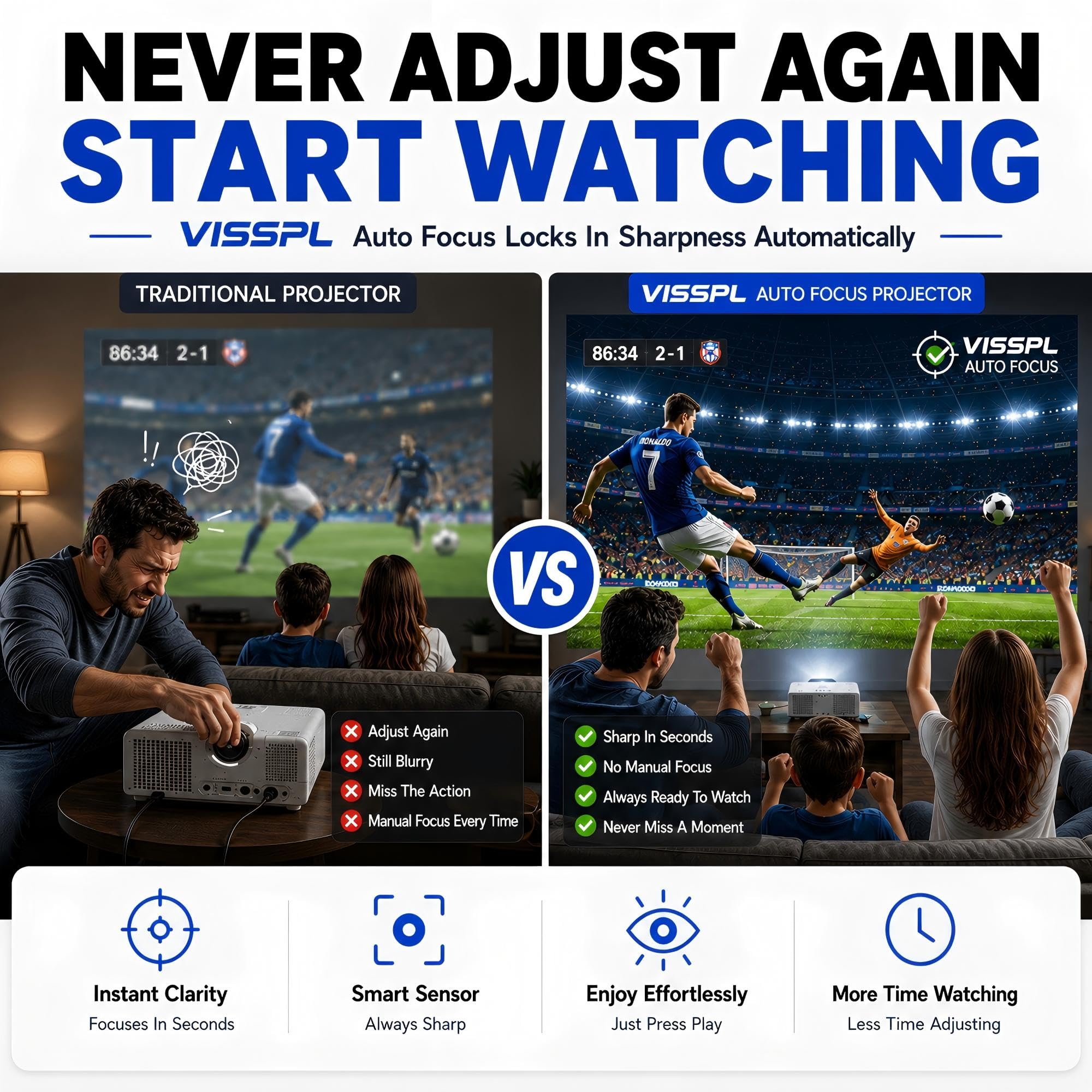 4K Smart Projector with Netflix & Auto Focus