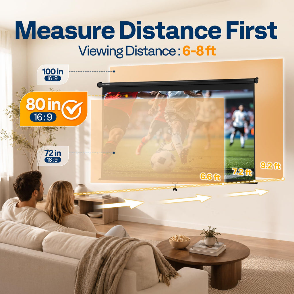Manual Pull-Down Projector Screen for Home Theater