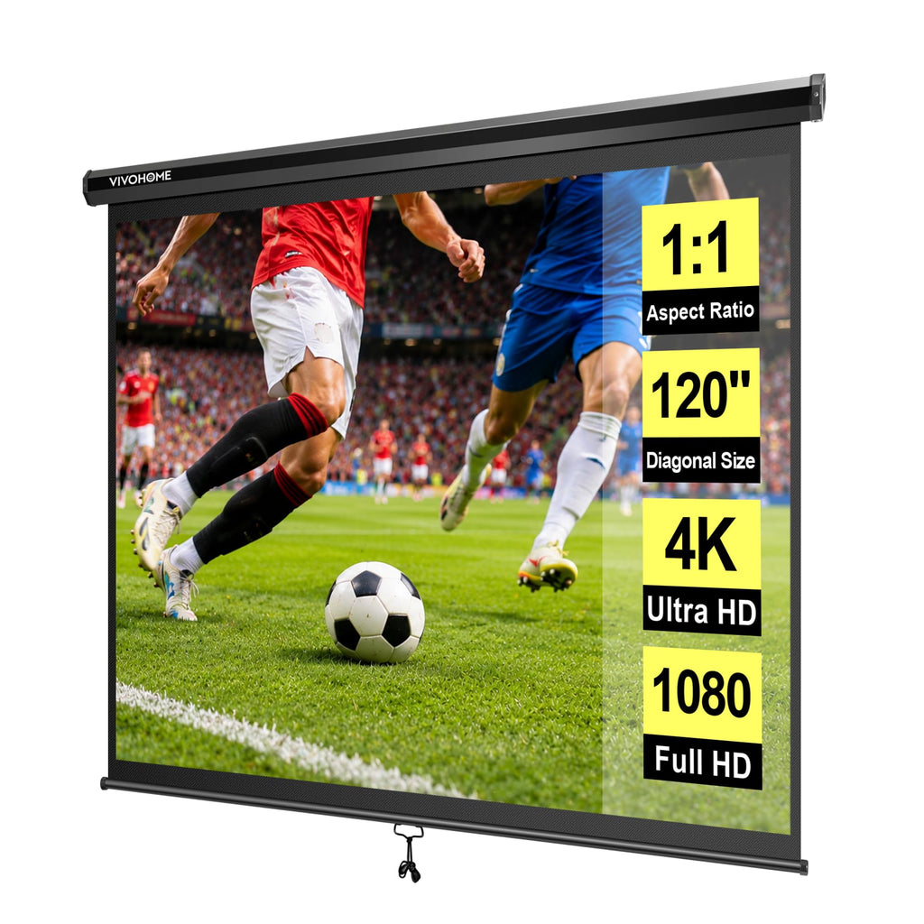 Manual Pull-Down Projector Screen for Home Theater