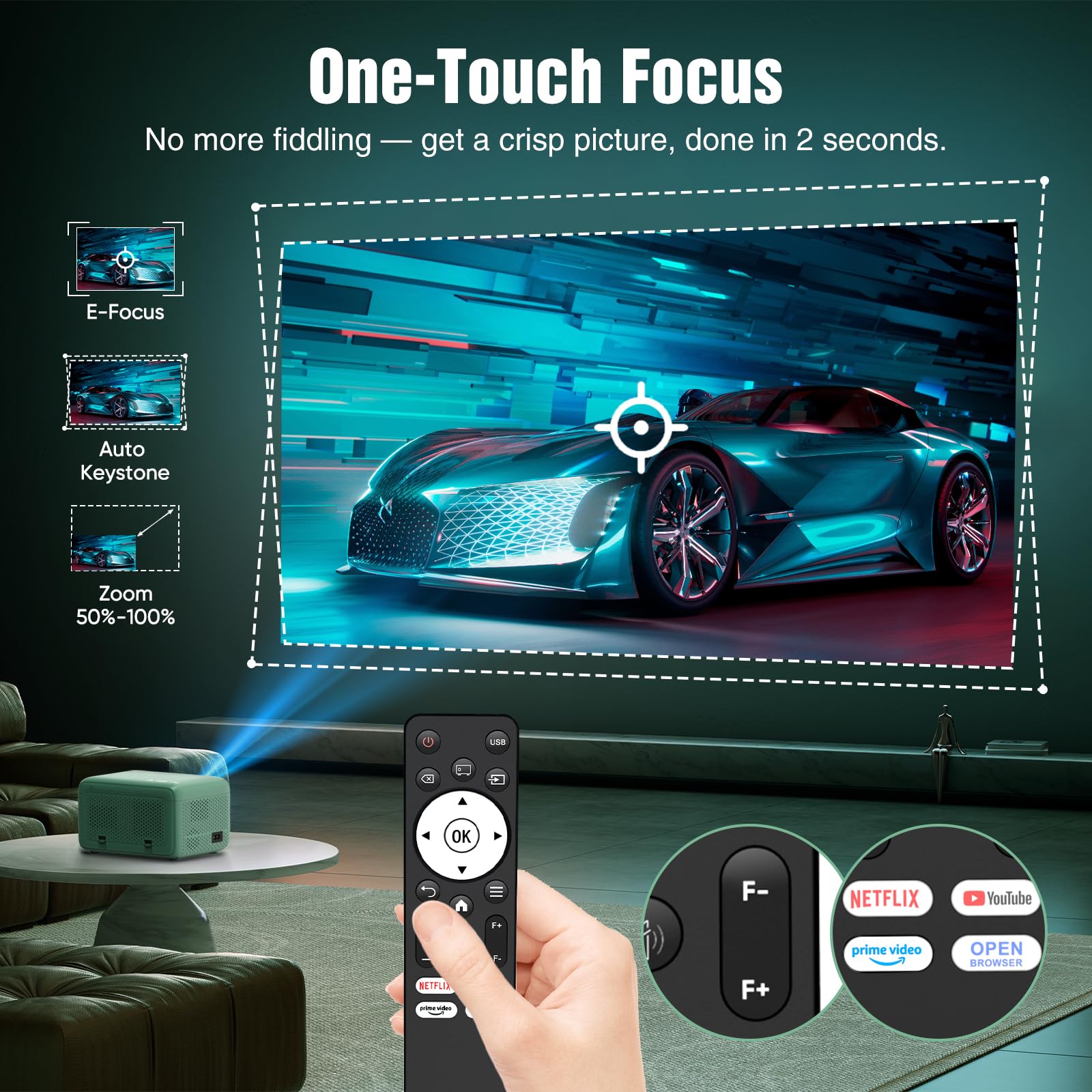 Portable 4K Smart Projector with WiFi & Bluetooth