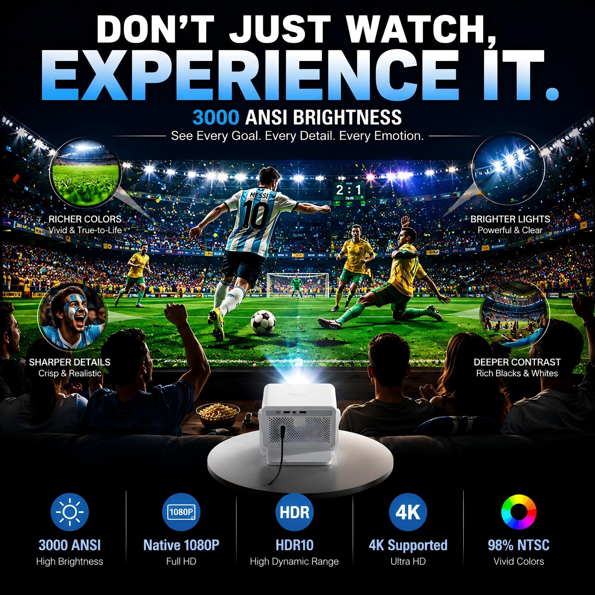 4K Smart Projector with Netflix & Auto Focus