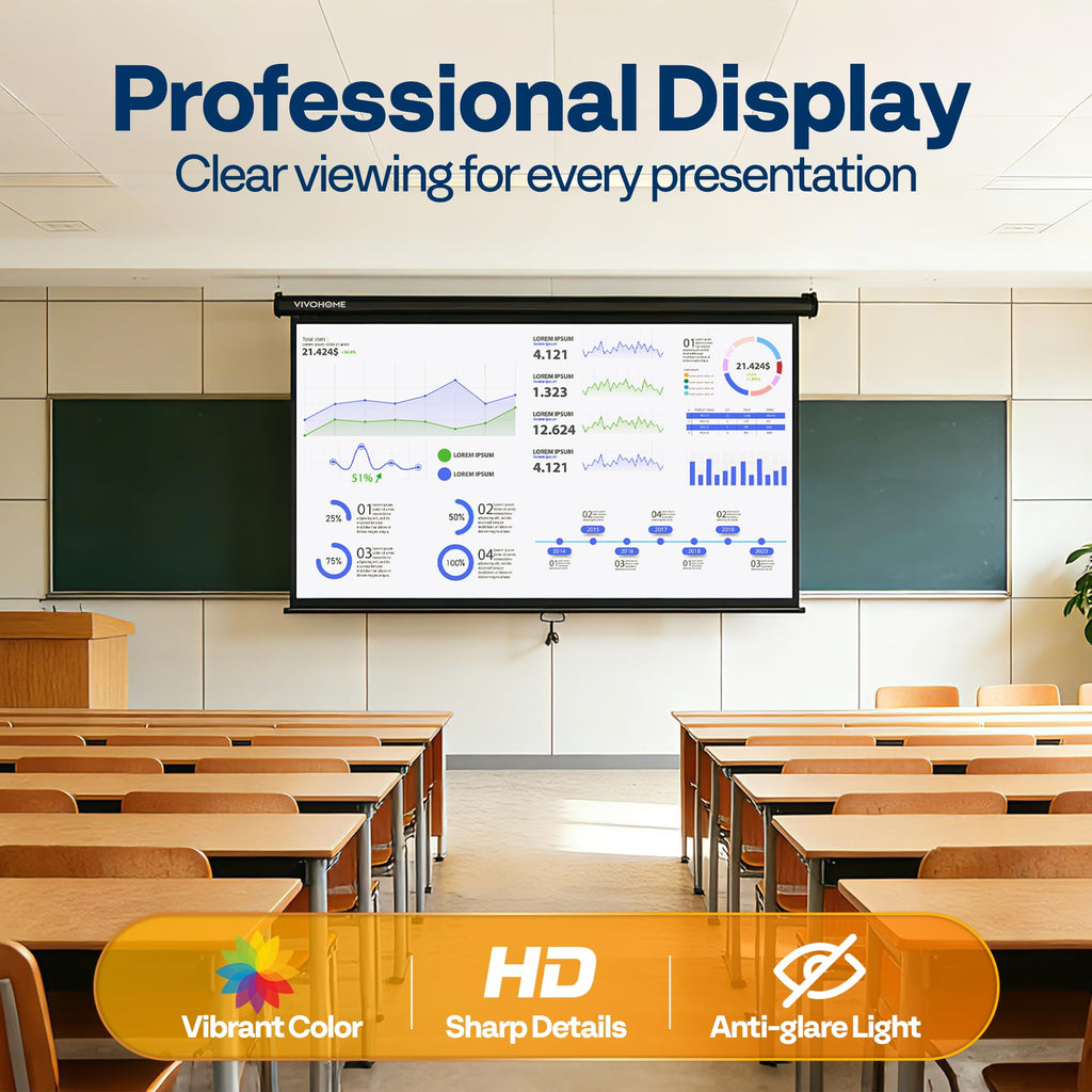 Manual Pull-Down Projector Screen for Home Theater