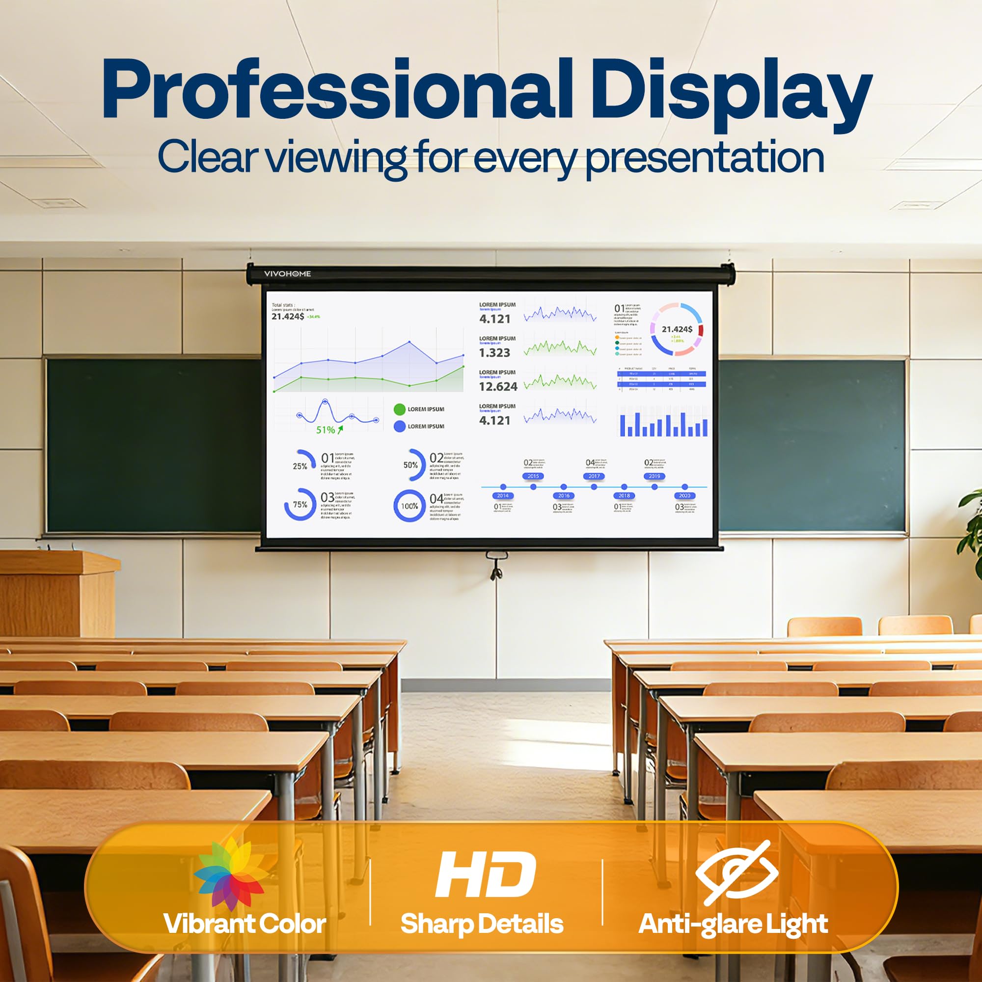 Manual Pull-Down Projector Screen for Home Theater