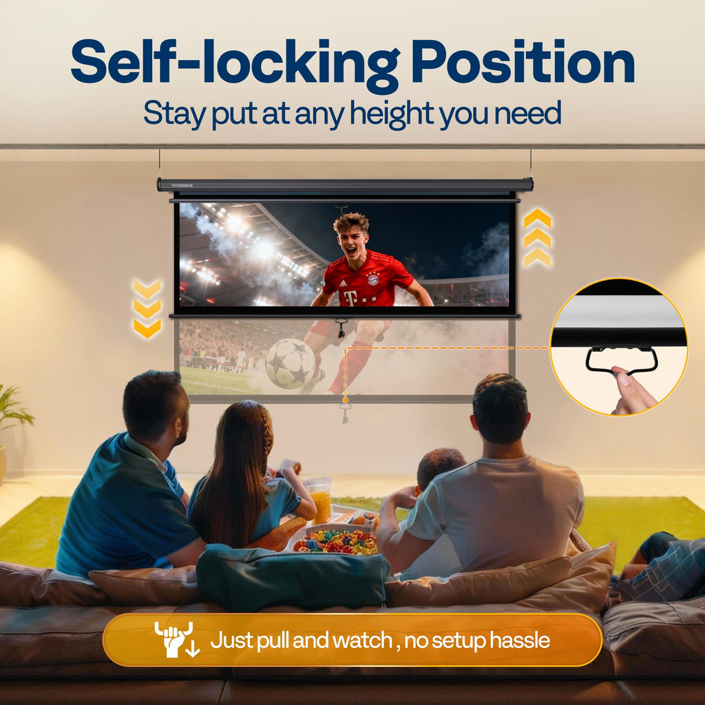 Manual Pull-Down Projector Screen for Home Theater