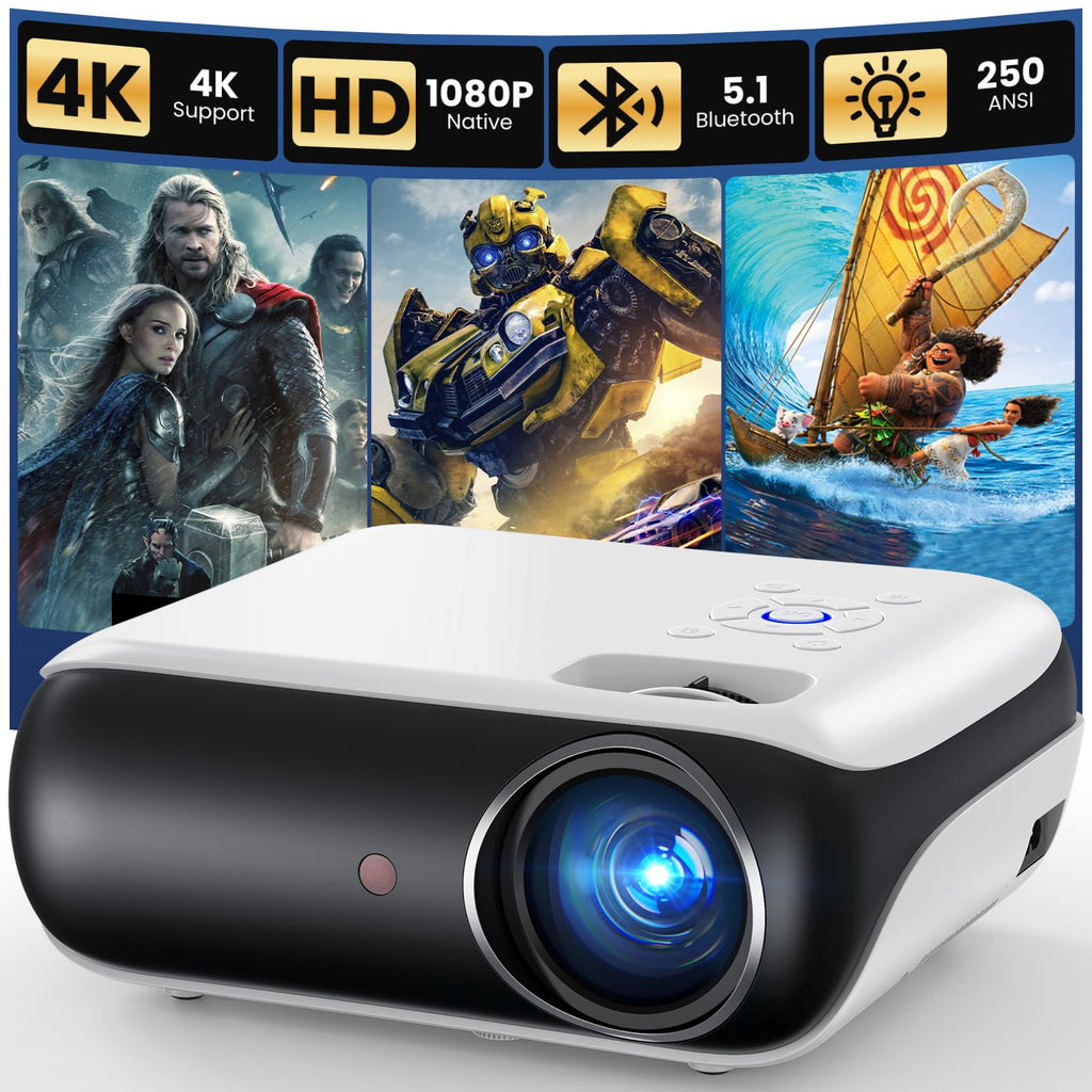 Native 1080P Bluetooth Projector for Home & Outdoor