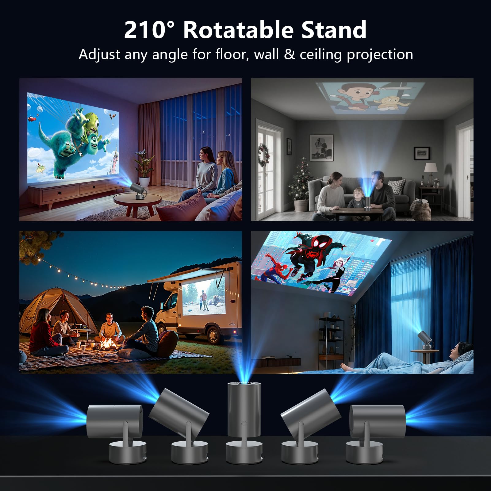 Portable Battery Projector with WiFi & 1080P Support