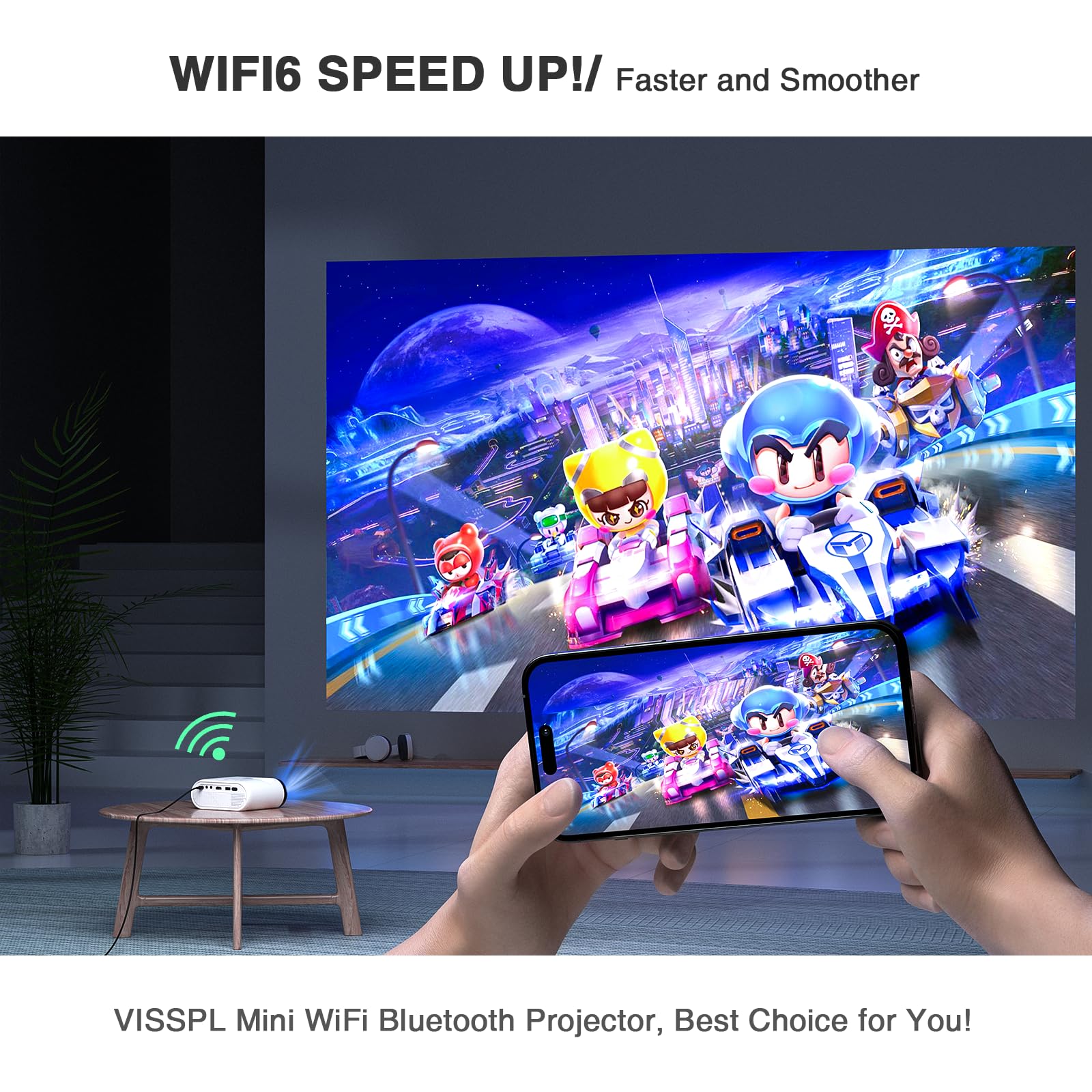 Portable Full HD Mini Projector with Tripod Stand