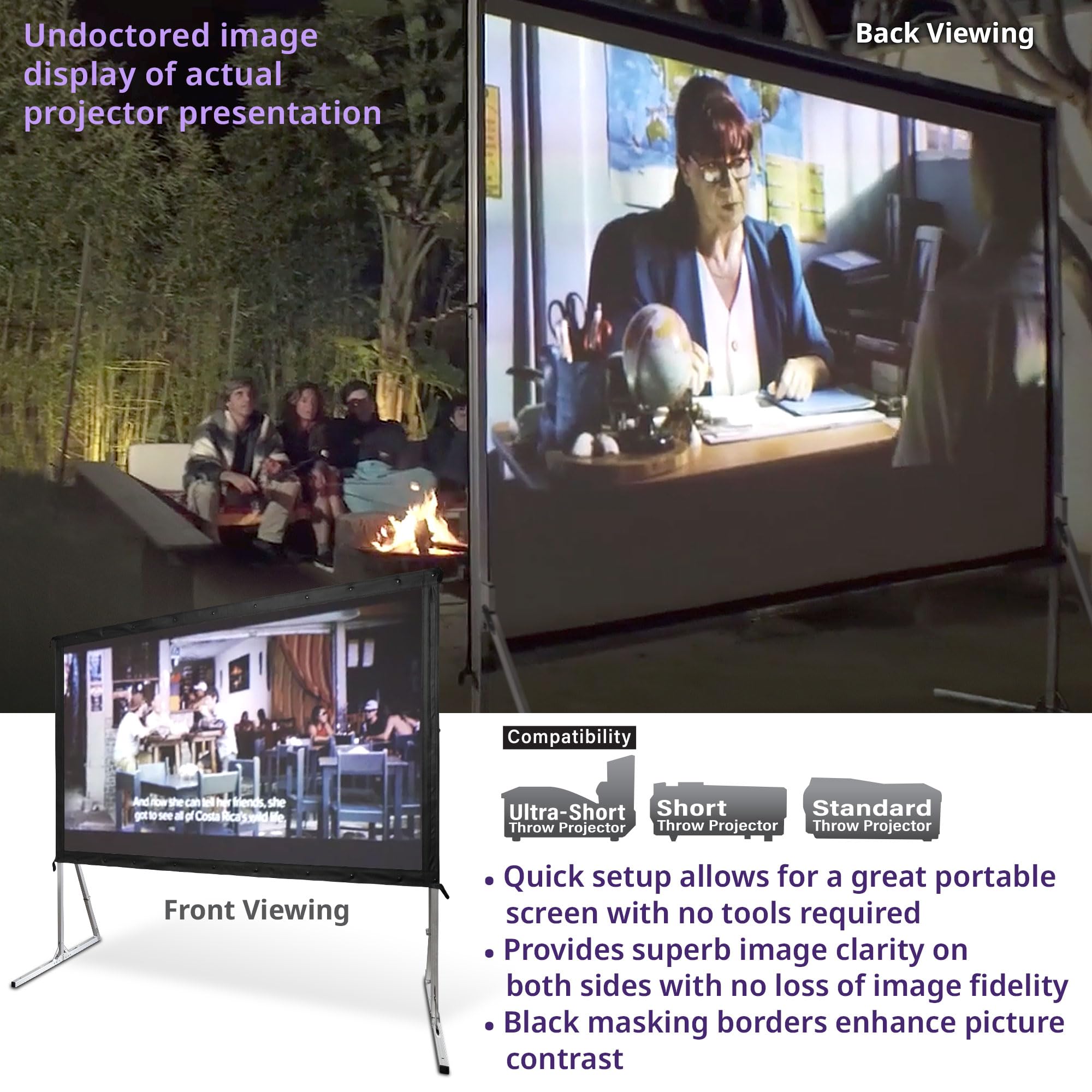 57-Inch Portable Indoor & Outdoor Projector Screen Kit